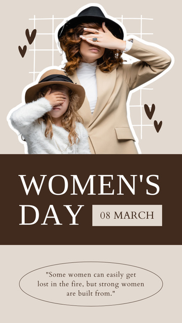 International Women's Day Celebration with Woman and Little Girl Instagram Story Design Template