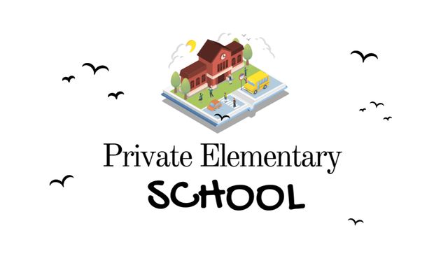 Private Elementary School Advertisement Business Card USデザインテンプレート