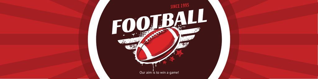 Football Event Announcement with Ball in Red Twitter Modelo de Design