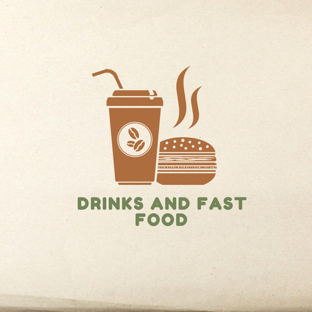 Cafe Ad with Coffee Cup and Burger Instagram Design Template