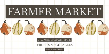 Ontwerpsjabloon van Twitter van Aanbieding van groenten en fruit van Farmer's Market op wit