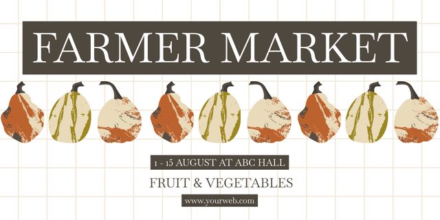 Designvorlage Offer of Fruits and Vegetables from Farmer's Market on White für Twitter