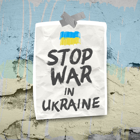 Designvorlage Damaged Wall for Motivation to Stop War in Ukraine für Instagram