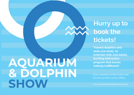 Aquarium & Dolphin show Announcement Card Design Template