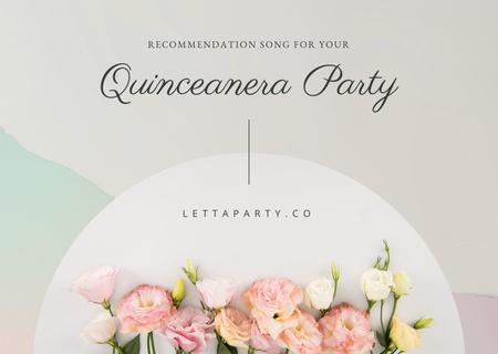 Quinceañera Party Celebration With Flowers Card Design Template