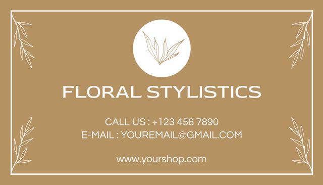Floral Stylist Services Ad on Beige Business Card US Design Template