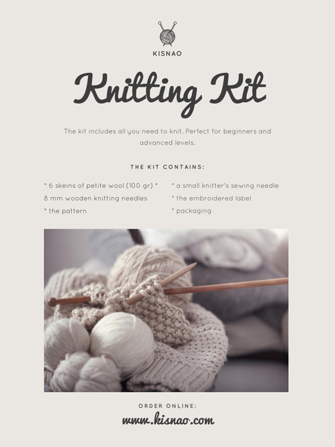Template di design Premium Knitting Kit Sale Offer with Spools of Threads Poster US
