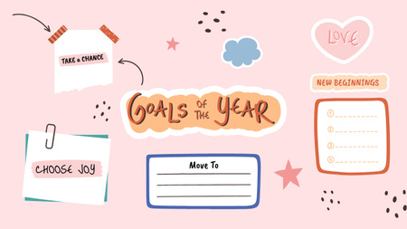 Goals of the Year Notes Mind Map Modelo de Design