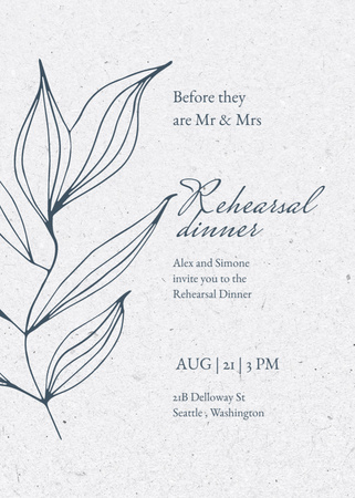 Plantilla de diseño de Rehearsal Dinner Announcement with Flower Illustration Invitation 