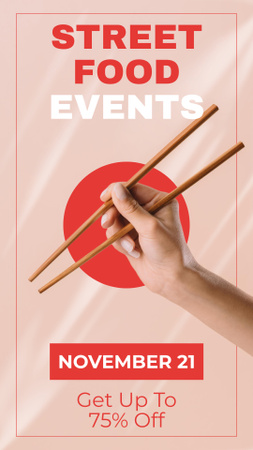 Street Food Ad with Chopsticks Instagram Story Design Template