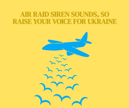 Air Raid Siren and Bombs in Ukraine Facebook Design Template
