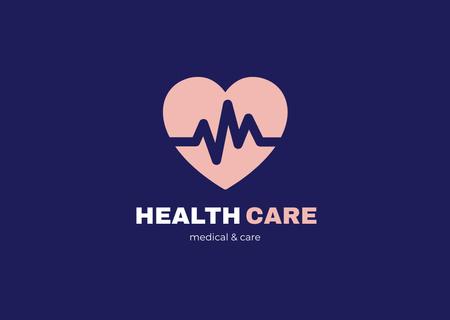 Healthcare Services Ad with Illustration of Heart Card Design Template