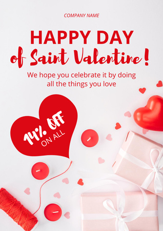 Discount Offer on Saint Valentine's Day Poster Design Template