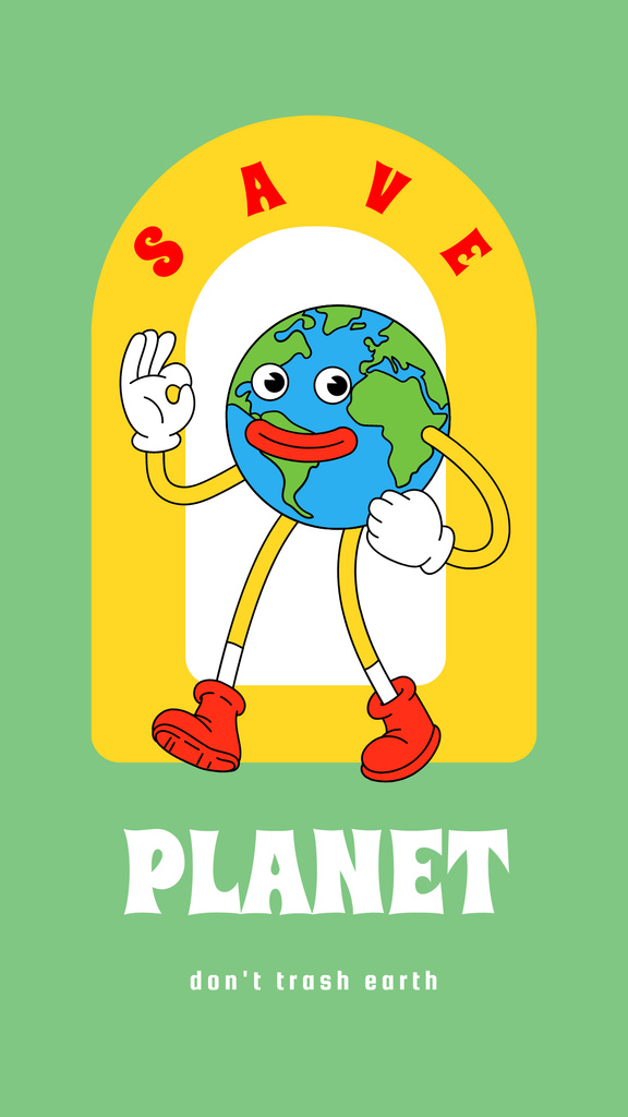 Eco Concept with Cute Planet Character Instagram Story – шаблон для дизайну