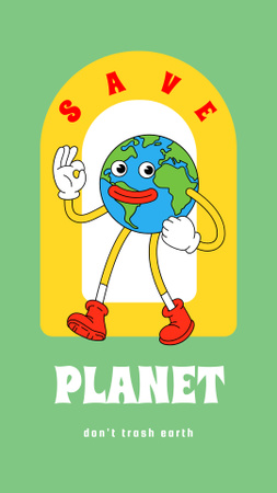 Eco Concept with Cute Planet Character Instagram Story Πρότυπο σχεδίασης