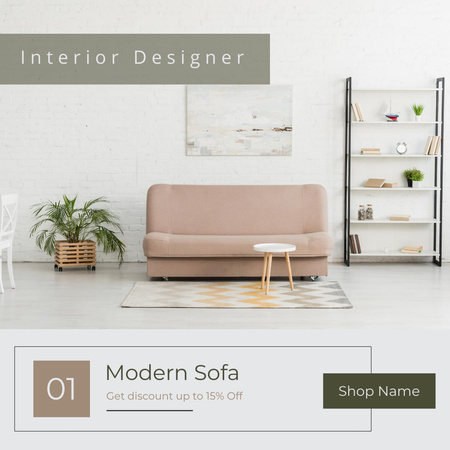 Sofa of Pastel Tone in Design Instagram AD Design Template