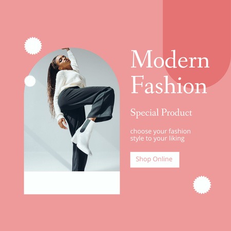Oferta de roupas de estilo moderno em rosa Instagram Modelo de Design