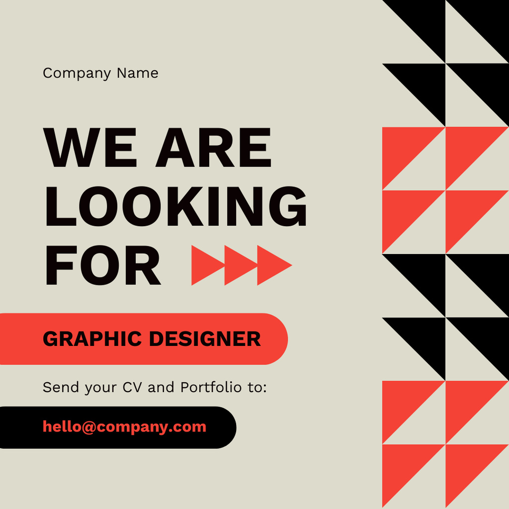 Designvorlage Graphic Designer Vacancy Announcement für Instagram