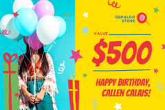 Birthday Sale with Girl with Balloons