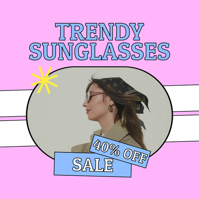 Awesome Sunglasses With Discount Offer In Summer Animated Postデザインテンプレート