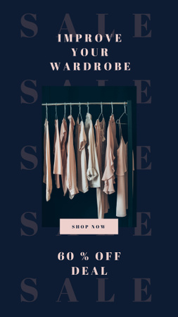 Clothes on hangers in wardrobe Instagram Story Design Template