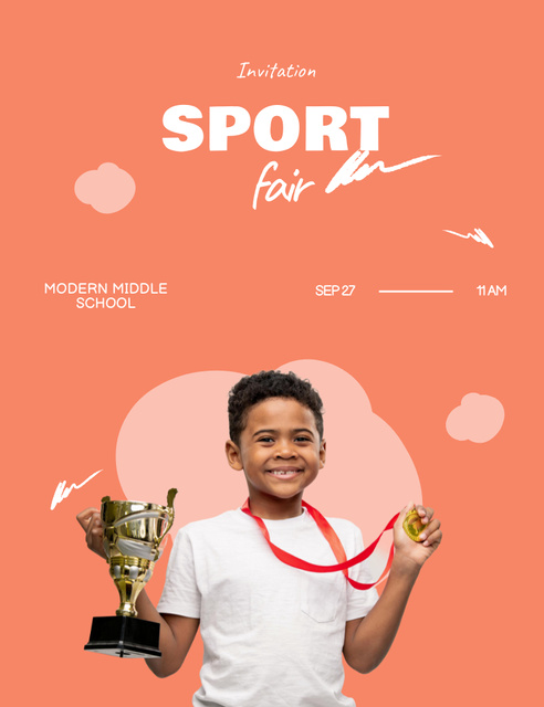 Sport Fair for School Children Invitation 13.9x10.7cm Design Template