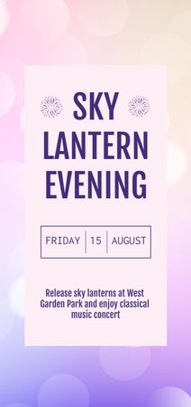 Sky lantern evening announcement on bokeh Flyer DIN Large Design Template