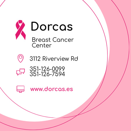 Breast Cancer Center Offer with Pink Ribbon Square 65x65mm – шаблон для дизайну