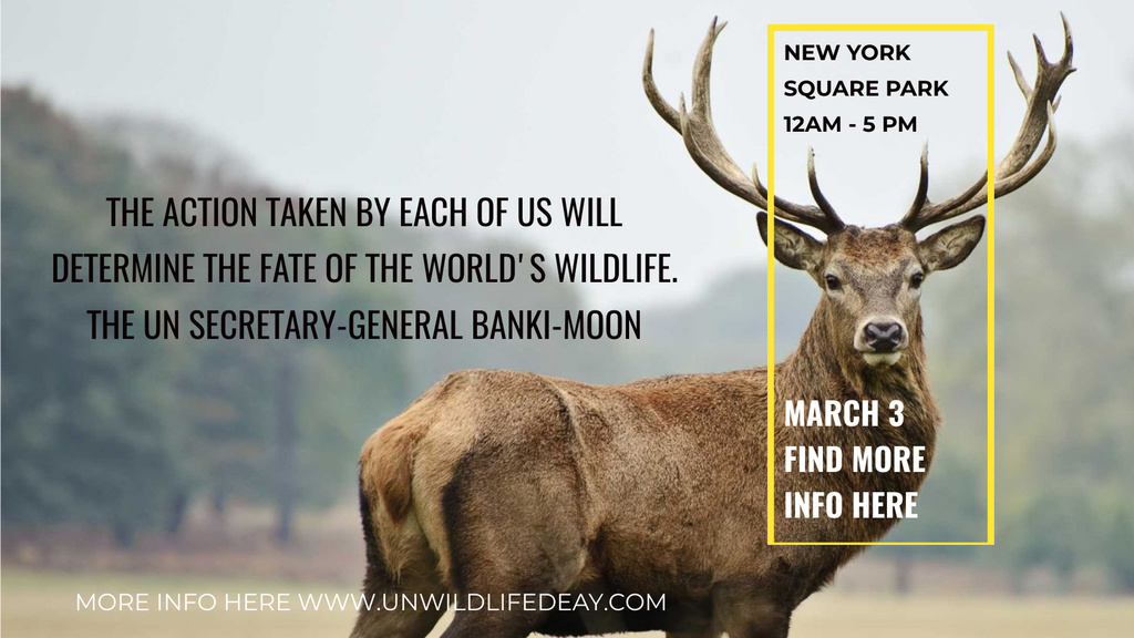 Plantilla de diseño de Eco Event announcement with Wild Deer Title 1680x945px 