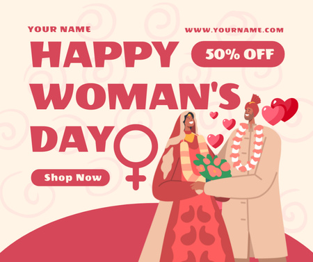Discount from Store on Women's Day Facebook Design Template