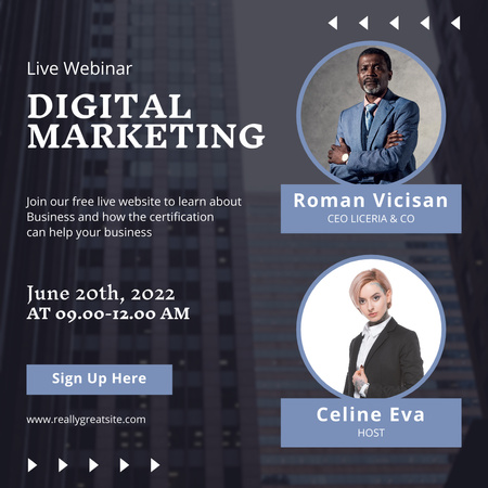 Webinar Announcement with Successful People Instagram Design Template