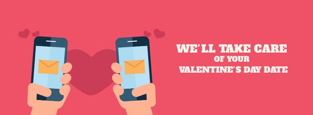 Valentine's Day Couple sending Messages Facebook Video cover Design Template
