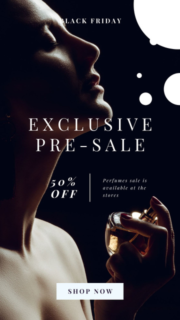 Black Friday Offer with Woman applying perfume Instagram Storyデザインテンプレート