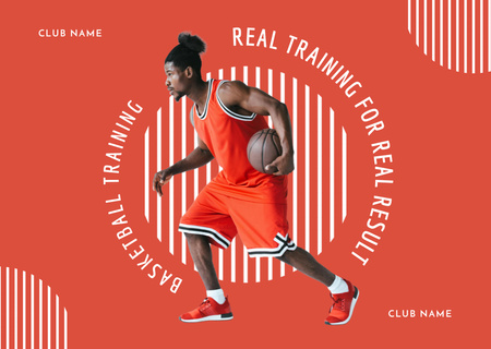 Basketball Training Ad Red Postcard Design Template