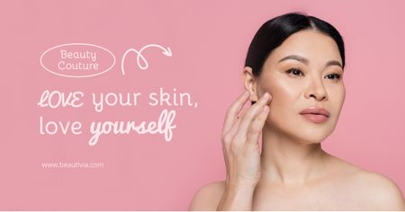 Skincare Ad with Attractive Young Girl Facebook AD Modelo de Design