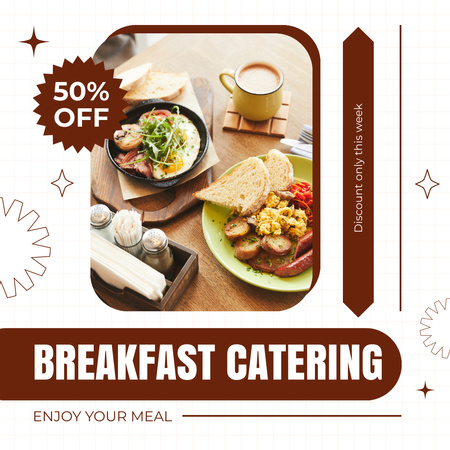 Catering Services with gourmet Food on Table Instagram AD Design Template