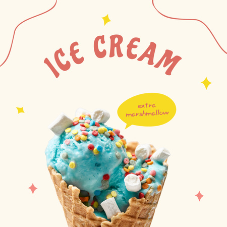 Ice Cream Decorated With Marshmallow Offer Instagram Design Template