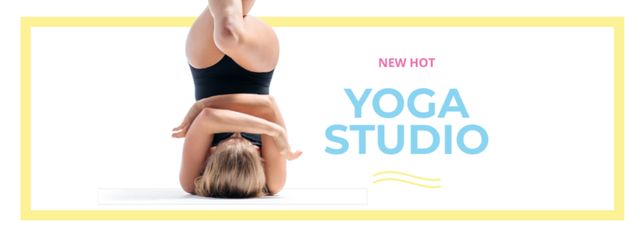 Young Woman practicing Yoga Facebook cover tervezősablon