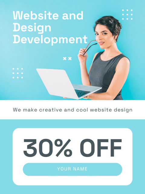 Design and Website Development Course Offer Poster US – шаблон для дизайну