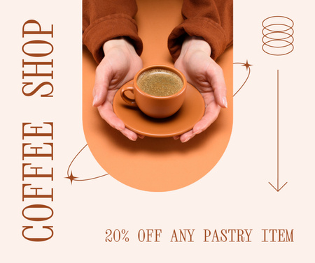 Discounts For Pastry And Hot Coffee In Cup Facebook Design Template