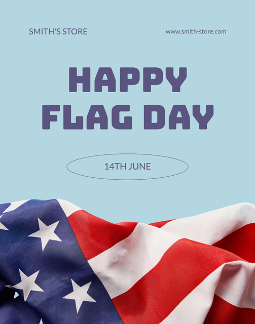 Flag Day Holiday Celebration Ad on Blue Poster 22x28in Design Template