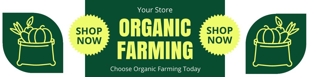 Ontwerpsjabloon van Twitter van Announcement about Organic Farming on Green