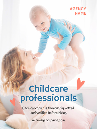 Ammattitaitoiset lastenhoitopalvelut söpön vauvan kanssa Poster US Design Template