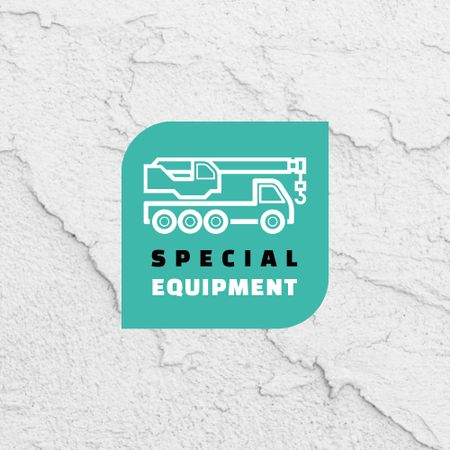 Special Equipment Ad with Truck Logo Design Template