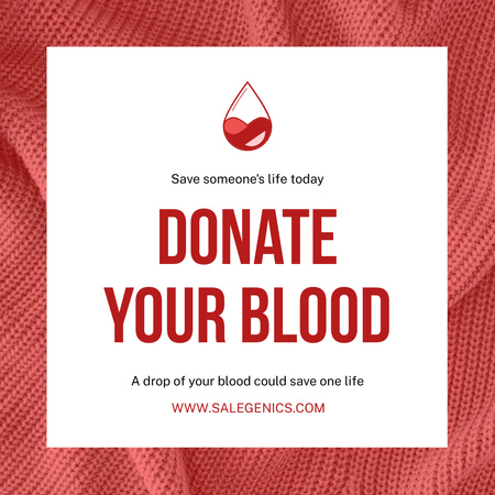 Donate Blood to Save Lives of People on White and Red Instagram Šablona návrhu