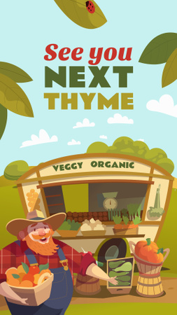 Friendly Farmer holding Fresh Vegetables Instagram Story Design Template