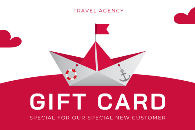 Plantilla de diseño de Offer from Travel Agency with Paper Ship Gift Certificate 