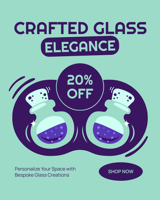 Perfectly Crafted Glass Bottles With Discount Instagram Post Vertical Design Template