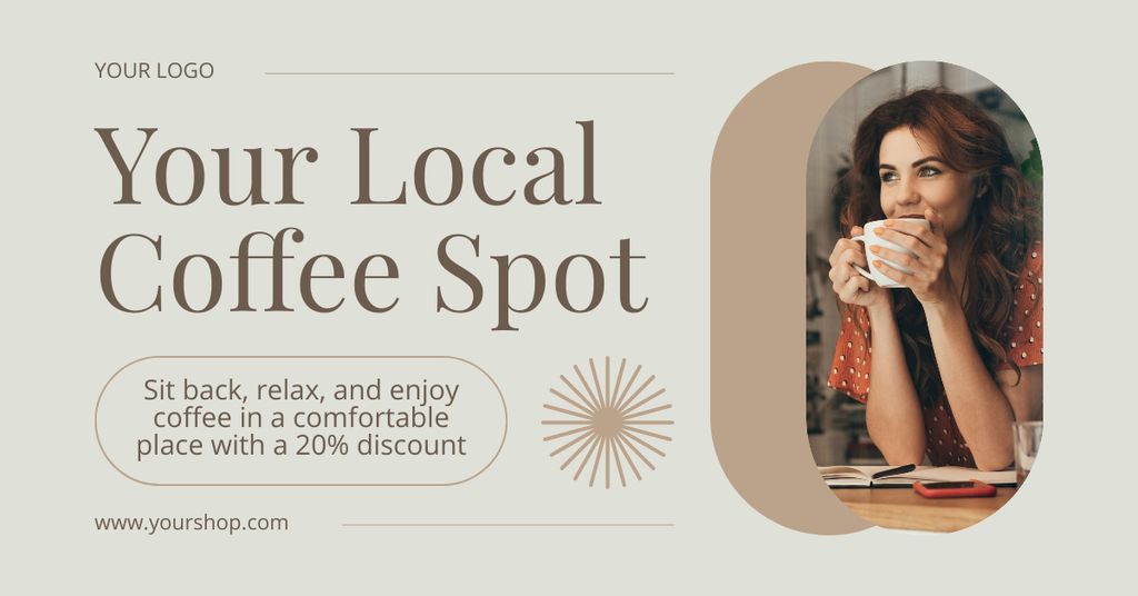 Local Coffee Shop Offer Discounts For Beverages Facebook AD Design Template