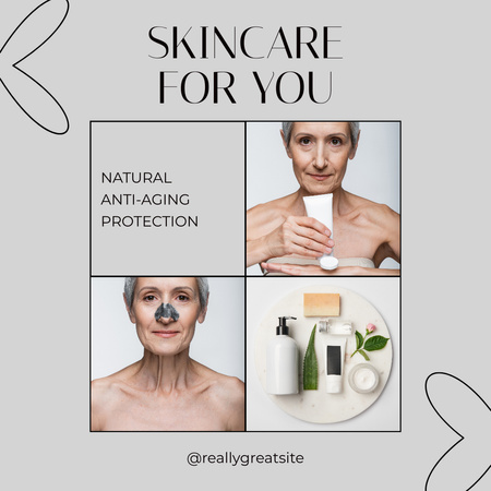 Luonnollinen ikääntymistä estävä ihonhoitotarjous Instagram Design Template